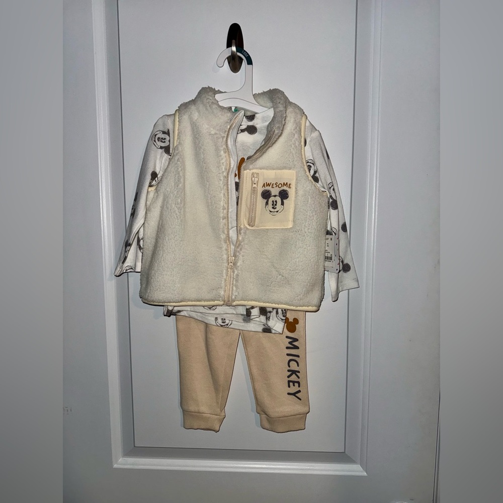 Disney Cream and Black Mickey Mouse Kids Matching Set